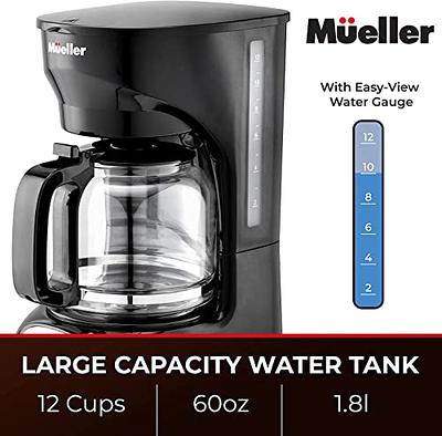 Drip Coffee Machine with 12-Cup Pot, Programmable Coffee Maker with Reusable  Filter & Glass Carafe, Automatic Keep Warm, Time Saver, Intelligent Anti- drip System, Stainless Steel Black 