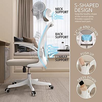 Monhey Office Chair, Ergonomic Office Chair with Lumbar Support & 3D  Headrest & Flip Up Arms Home Office Desk Chairs Rockable High Back Swivel