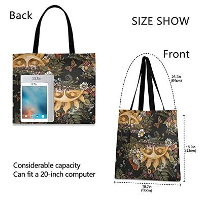 Floral Tote Bag Aesthetic, Moon Reusable Grocery Bag, Large Tarot