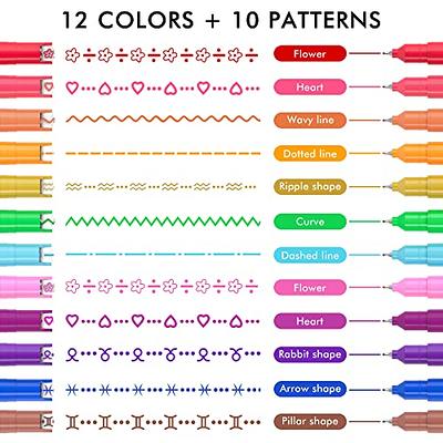 AOROKI 12 Pastel Colored Curve Highlighter Pen Set, 10 Different Shapes  Dual Tip Aesthetic and Cute Markers for Kids Adults Journaling Drawing Note