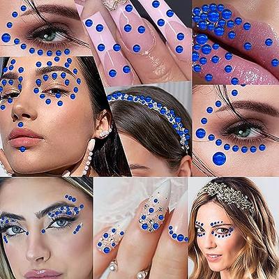 3090 Pcs Self-Adhesive Dark Blue Rhinestone Gem Stickers Hair Jewels Face Jewels  Stick On Tooth