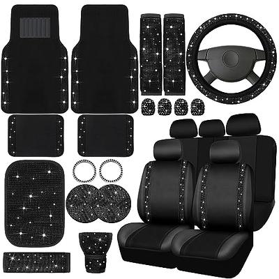 Pink Car Accessories Set Car Seat Covers Full Set Steering Wheel Cover  Headrest Cover with Center Console Pad Cup Cup Holders Seat Belt Pads Gear