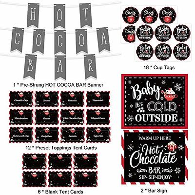 Hot Cocoa Bar Kit Hot Chocolate Bar Supplies Toppings Labels Cup Tags Stickers for Wintertime Holiday Christmas Party New Year Party Birthday Party