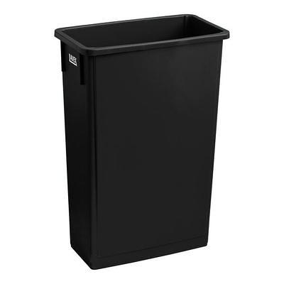 Lavex 16 Gallon Black Slim Rectangular Trash Can with Drop Shot Lid