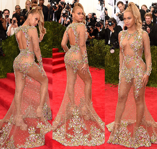 Beyonce Shows Serious Skin in Racy See-Through Gown at 2015 Met Gala