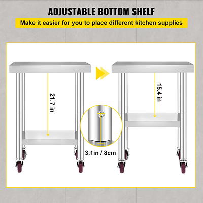 Fashionwu Stainless Steel Table, 24 x 47 Inches Folding Heavy Duty