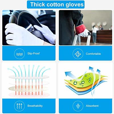 Cotton Gloves, 10pairs(20 Pcs) White Cotton Gloves for Women and Men,  Washable Stretch Cotton Gloves for Dry Hands and Eczeme Moisturizing Cloth
