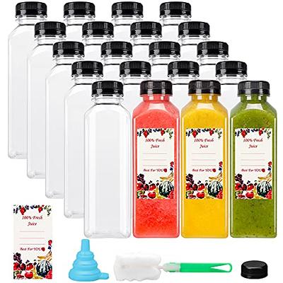 16 oz Plastic Juice Bottles with Caps Lids - Smoothie Bottles, Drink Juice  Containers with Lids, Reusable