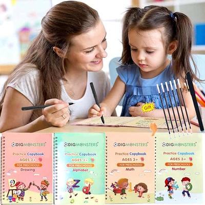 4 Pc Grooved Handwriting Book Practice,Magic Copybook For Kids,Grooved Kids  Writing With Auto Disappear Ink Pen - AliExpress