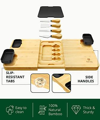Royal Craft Wood Wood Bamboo Cheese Board With Side Trays, 1