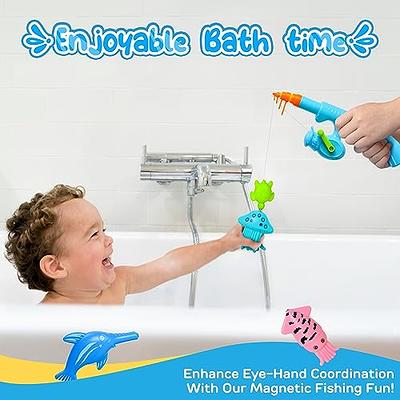 Magnetic Fishing Game Bath Toys for Kids Ages 4-8, 2 Fishing Poles