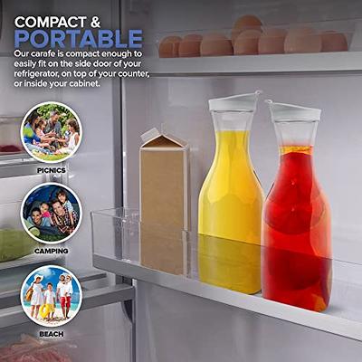 Plastic Juice Carafe with Lids (Set of 4) 50 oz Carafes for Mimosa