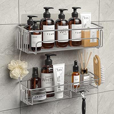 Shower Caddy, Shower Shelf for Inside Shower with 8 hooks, 4 Pack Adhesive  Shower Organizer with Soap Holder and Toothbrush Holder,SUS 304 Rustproof