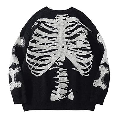 Aelfric Eden Mens Skeleton Sweaters Skull Unisex Long Sleeve Black