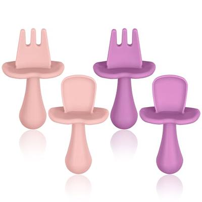 Vicloon Silicone Baby Spoon And Fork, 4 Pcs Baby Spoons Self Feeding 3-6  Months, Baby Spoon And Fork, Baby Utensils & Baby Feeding Supplies Infant  First Stage（Pink Purple） - Yahoo Shopping