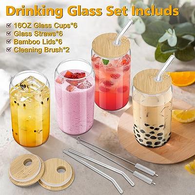 Eco-Friendly Glass Tumbler Set with Bamboo Lid & Straw (2 Sizes, 4 Styles)  - 400ml / Transparent