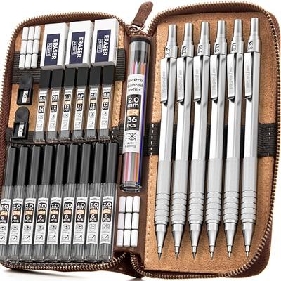 FourCandies 25PCS Art Mechanical Pencil Set with Case, 3PCS Metal Artist  Lead Pencil 0.5, 0.7, 0.9 mm & 3PCS 2mm Lead Holder(HB 2H 2B 4B Color) with
