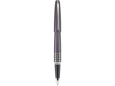 Pilot Mr Retro Pop Collection Gel Roller Pen in Gift Box, Gray Barrel with Houndstooth Accent, Fine Point Stainless Steel Nib, Refillable Black Ink