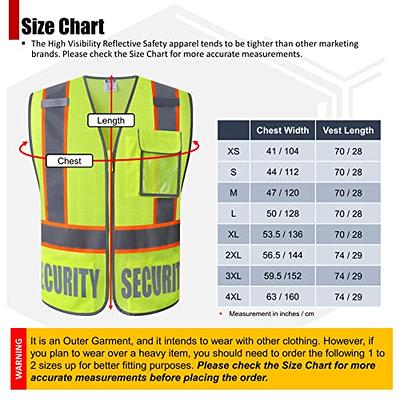 JKSafety 9 Pockets Class 2 High Visibility Zipper Front Safety Vest With  Reflective Strips,Meets ANSI/ISEA Standard (Large, 150-Yellow) 