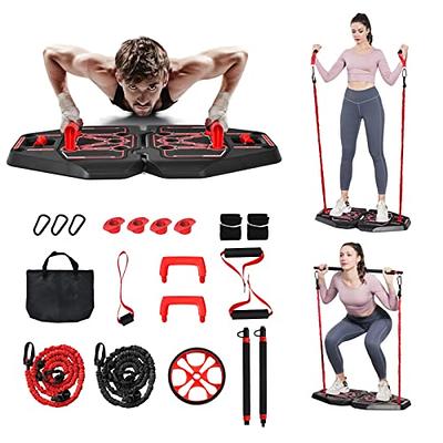 Portable Home Gym Workout Equipment with 10 Exercise Accessories for Men  Women, Including Separable Fitness Board, Push-up Handle Bar, Resistance  Bands, Ab Roller, Fitness Ankle Strap and Fixed Buckle, Pushup Stands 
