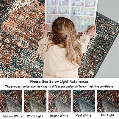 Lahome Boho Washable Rugs for Bedroom - 3x5 Area Rugs for Living Room Throw  Non-Slip Thin Entryway Rug Kitchen Rugs Grey Oriental Distressed Print