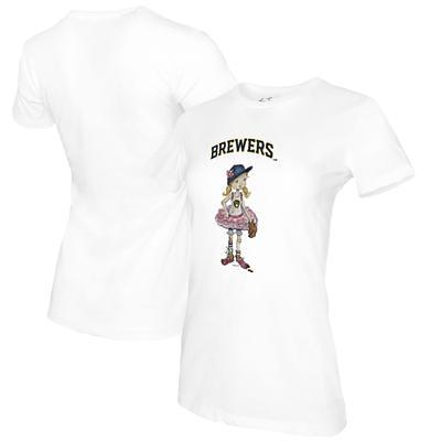 Milwaukee Brewers Tiny Turnip Women's Baseball Love Raglan 3/4-Sleeve T- Shirt - White/Navy