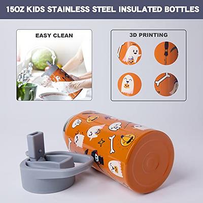 RTIC Cub Kids Insulated Water Bottle, Double Wall Vacuum Stainless Steel  Drink Bottles, For Hot Cold Drinks With Flip Lid And Straw For School Or  Travel, Dishwasher Safe, 12 oz, Dark Orange 