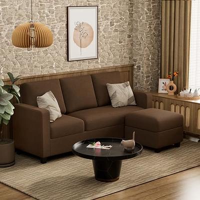 Two Seater Modular Sectional Sofa Linen Fabric Sofa Couch with Ottoman, Seat  Cushion and Back Cushion Removable and Washable - Yahoo Shopping