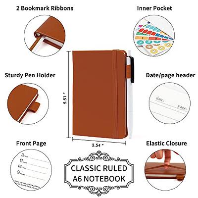 feela 3 Pack Notebooks Journals Bulk with 3 Black Pens, A5 Hardcover  Notebook Classic Ruled Lined Journal Set with Pen Holder for Work Business