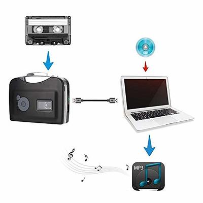 Riptunes Portable Cassette Recorder Player, Tape to USB Audio Music Digital  Converter, Retro Shoebox Tape Recorder with USB Player, Cassette-MP3