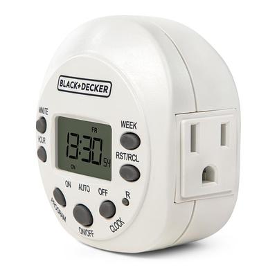 Fosmon 125/15A Indoor Weekly Digital Outlet Timer with Two US Socket Outlets  - White