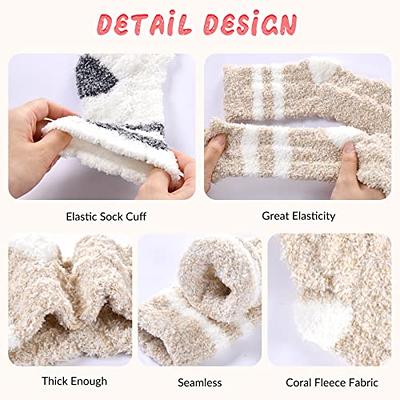 3 Pairs Fuzzy Socks for Women Thicker Warm Soft with Grips Fleece