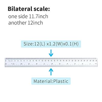 20 Pieces 12 Inch Transparent Rulers Plastic Rulers Straight Shatterproof  Rulers for Kids Math Supplies Students School Office Measuring Tools