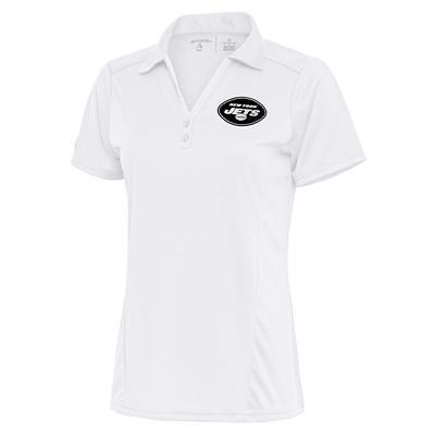 Women's Antigua White New York Jets Throwback Logo Tribute Polo Size: Small