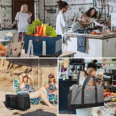 Reusable Grocery Bags Extra Large Tote Bag with Carrying Handles and  Reinforced Bottom Heavy-Duty Oxford Fabric Moving Bags for Storage Space  Saving Grey - Yahoo Shopping