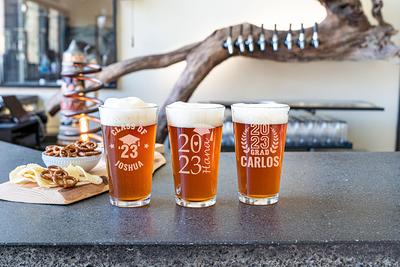 Set of 6 - Custom Engraved Stemmed Beer Glass, Groomsmen Beer Glass