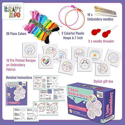 CRAFTILOO 10 Pre-Stamped Embroidery Patterns for Beginners Embroidery Kit  for Kids Girls Needlepoint Kits for Beginners Cross Stitch Craft Sewing  Perfect for Ages 7-13 - Yahoo Shopping
