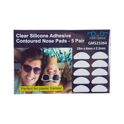 GMS Optical Ultra-Thin Anti-slip Adhesive Silicone Nose Pads with Super  Sticky Backing for Glasses, Sunglasses, and Eye Wear - Clear | 1.3mm (10  Pair)