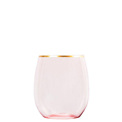 Elegant Stemless Wine Glass with Gold Rim - 18 oz Capacity