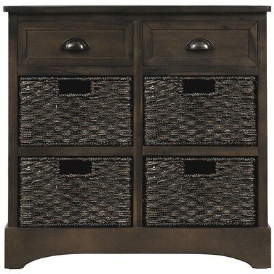 ClickDecor Nelson Storage Chest Cabinet with 2 Wicker Baskets