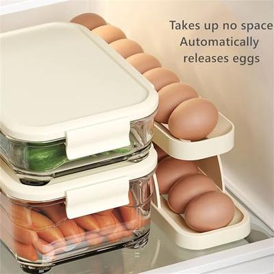 Egg Holder Automatically Rolling Egg Storage Container, 2 Tier Rolling Egg  Dispenser, Space Saving Egg Tray For Refrigerator Countertop Cabinet