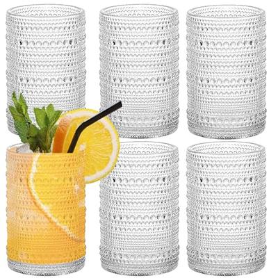 Cheardia 6 Pack Vintage Drinking Glasses, 12 oz Hobnail Drinking Glasses  Embossed Water Glassware Set, Clear Bubble Cups for Beverages, Water,  Juice, Beer, Cocktail and Milk - Yahoo Shopping