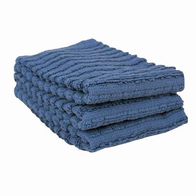 FRESHFOLDS Gray Solid 100% Cotton Ribbed Hand Towel (Set of 4)