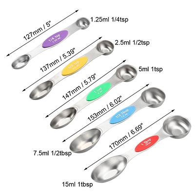 Stainless Steel Measuring Spoons Set, Small Measuring Spoon 1/8 tsp, 1/4 tsp,  3/4tsp, 1/2 tsp, 1 tsp, 1/2 tbsp & 1 tbsp Metal Teaspoon Measure Spoon for  Dry or Liquid Ingredients (7 Pcs) 