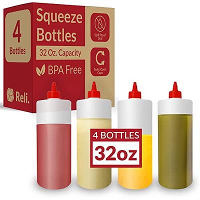 6 Pack 24 oz Plastic Condiment Squeeze Bottles with Caps, Empty Squirt  Bottles for Ketchup, Mustard, Sauces