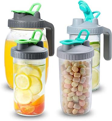 Mason Jar with Pour Spout Lid V-shaped, 64 oz Sun Tea Jar Double Leak  Proof, 2 Quart Drink Pitcher for Breastmilk, Sun Tea, Juice, Coffee  Creamer