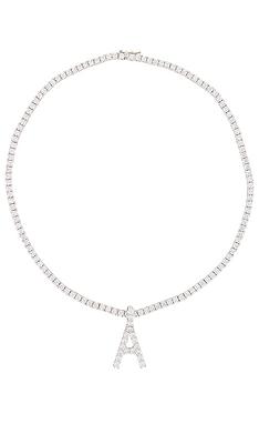 The M Jewelers Ny Full Iced Out Letter Necklace In Metallic Silver Size P Also In