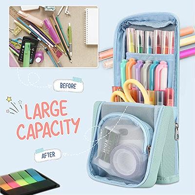 Housolution Standing Pencil Case Large Capacity Pen Bag, Multi-Layer Pen  Pouch Pencil Holder Stationery Organizer, Polyester Pencil Bag Storage Box  Desk Organizer, Light Blue - Yahoo Shopping