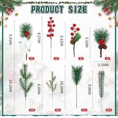 Artificial Pine Needles Christmas Floral Picks Branches Glitter