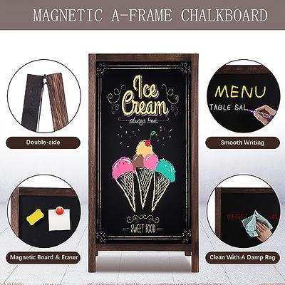  Ilyapa Wooden A-Frame Sign with Eraser & Chalk - 40 x 20  Inches Magnetic Sidewalk Chalkboard Easel – Sturdy Freestanding Sandwich  Board Menu Display for Restaurant, Business or Wedding : Office Products